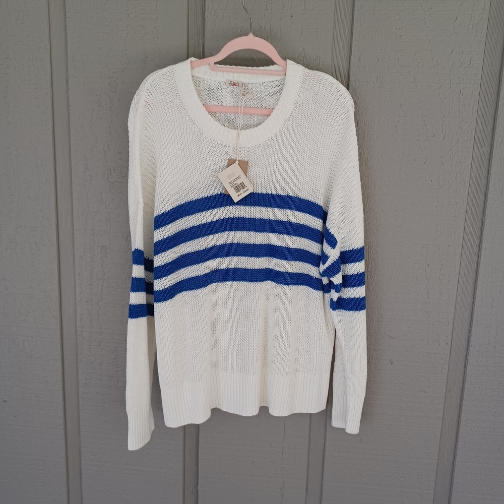 Faherty Miramar Stripe Sweater Size XXL Women Preppy Linen Cotton Nautical